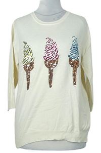 Dámsky smotanový sveter so zmrzlinami z flitrů George