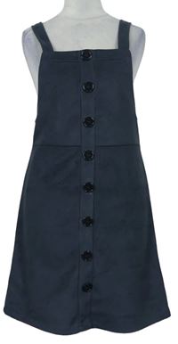 Dámske tmavosivé semišové šaty s gombíkmi Primark