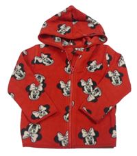 Červená fleecová prepínaci mikina s Minnie a kapucňou George