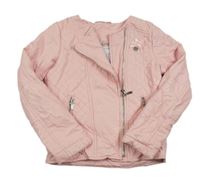 Svetloružová koženková jarná bunda