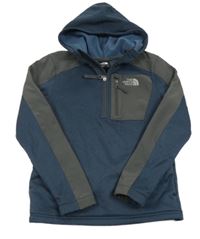 Tmavomodro-šedá thermo mikina s logem a kapucí The North Face
