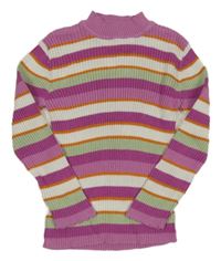 Farebný pruhovaný rebrovaný sveter Nutmeg