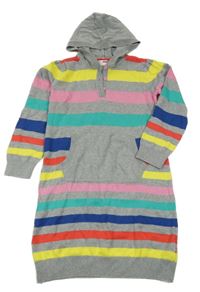 Sivo-farebné pruhované pletené šaty s kapucňou Name it