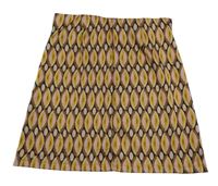 Hnědo-růžovo-žlutá vzorovaná sukně