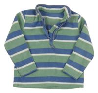 Modro-bielo-zelená pruhovaná fleecová mikina Mothercare