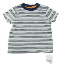 Nové - modro-sivo-biele rebrované tričko Nutmeg