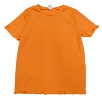 Oranžové rebrované tričko Shein