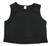 Čierny rebrovaný crop top Shein