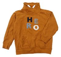 Hnedo-hrdzavá mikina s písmeny a komínovým golierom Topolino