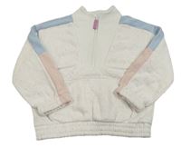 Bielo-světlemodro-melírovaná mikina so stojačikom Primark
