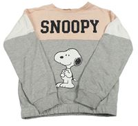 Svetloružová -sivá mikina so Snoopym