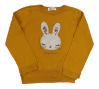 Hořčicový svetr se zajícem H&M