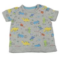 Sivé mikinové tričko s dinosaurami George