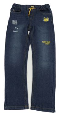 Tmavomodré rifle s tygrem a nápisem Kiki&Koko