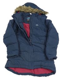 Tmavomodrý šušťákový zimný funkčný kabát s kapucňou zn. Trespass