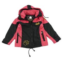 Fuchsiovo-čierna šušťáková funkčná jarná bunda s kapucňou Jack Wolfskin