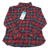 Nové - Červeno-tmavozeleno-tmavomodrá kockovaná košeľa Matalan