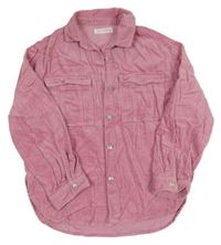 Růžová manšestrová košilová bunda Zara