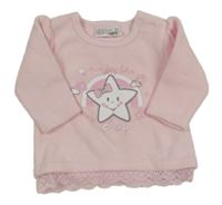 Svetloružová fleecová mikina s hviezdou Ergee