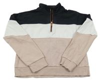 Čierno-bielo-pudrová crop mikina so stojačikom F&F