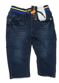 Nové - Tmavomodré teplákové rifle s úpletovým pasem Dunnes