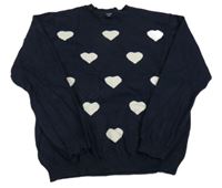 Tmavomodrý sveter so srdiečkami Kiabi