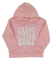 Svetloružová mikina s nápisom a kapucňou