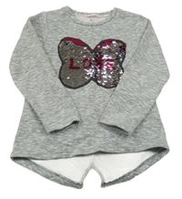 Sivá melírovaná mikina s překlápěcími flitre Sincere