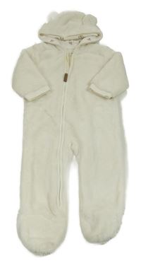 Smotanová chlpatá podšitá kombinéza s kapucňou H&M