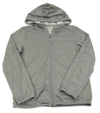 Šedá melírovaná sportovní propínací mikina s kapucí 