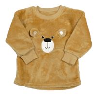 Béžová chlpatá mikina s medvíkem