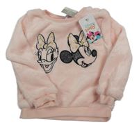 Nové - Světlerůžová chlupatá mikina s Minnie Disney