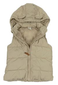 Světlebéžová šusťáková zateplená vesta s kapucí H&M