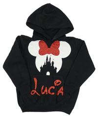 Čierna mikina s Minnie a kapucňou Fruit of the Loom