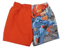 Červeno-modré plážové kraťasy so Supermanem