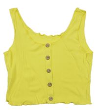 Žltý rebrovaný crop top s gombíky