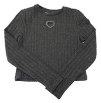 Tmavosivé úpletové crop tričko s kamienkami Matalan