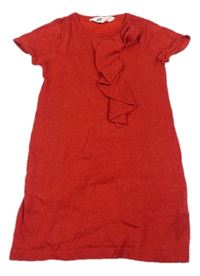 Červené trblietavé pletené šaty s mašlou H&M