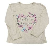 Béžové tričko s motýly a srdcem Primark