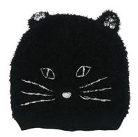 Čierna chlpatá čapica s mačičkou C&A