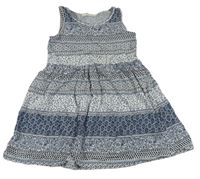 Modro-biele vzorované bavlnené šaty H&M