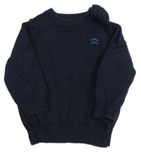 Tmavomodrý sveter s výšivkou Primark