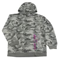 Sivá army mikina s nápisom a kapucňou Primark