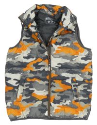 Šedo-bílo-oranžová army funkční šusťáková zateplená vesta Mountain Warehouse