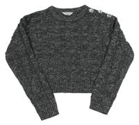 Sivo-strieborný copánkový crop sveter Primark