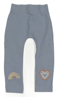 Modrošedé legíny s duhou a srdíčkem Nutmeg