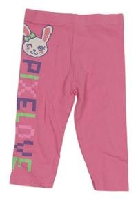 Tmavoružové capri legíny s králikom a nápisom