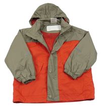 Červeno-béžová šušťáková jarná bunda s kapucňou Alive