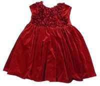 Červené sametové šaty s květy M&S