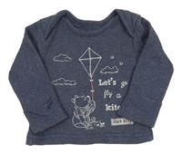 Modrošedé triko s medvídkem Pú George 